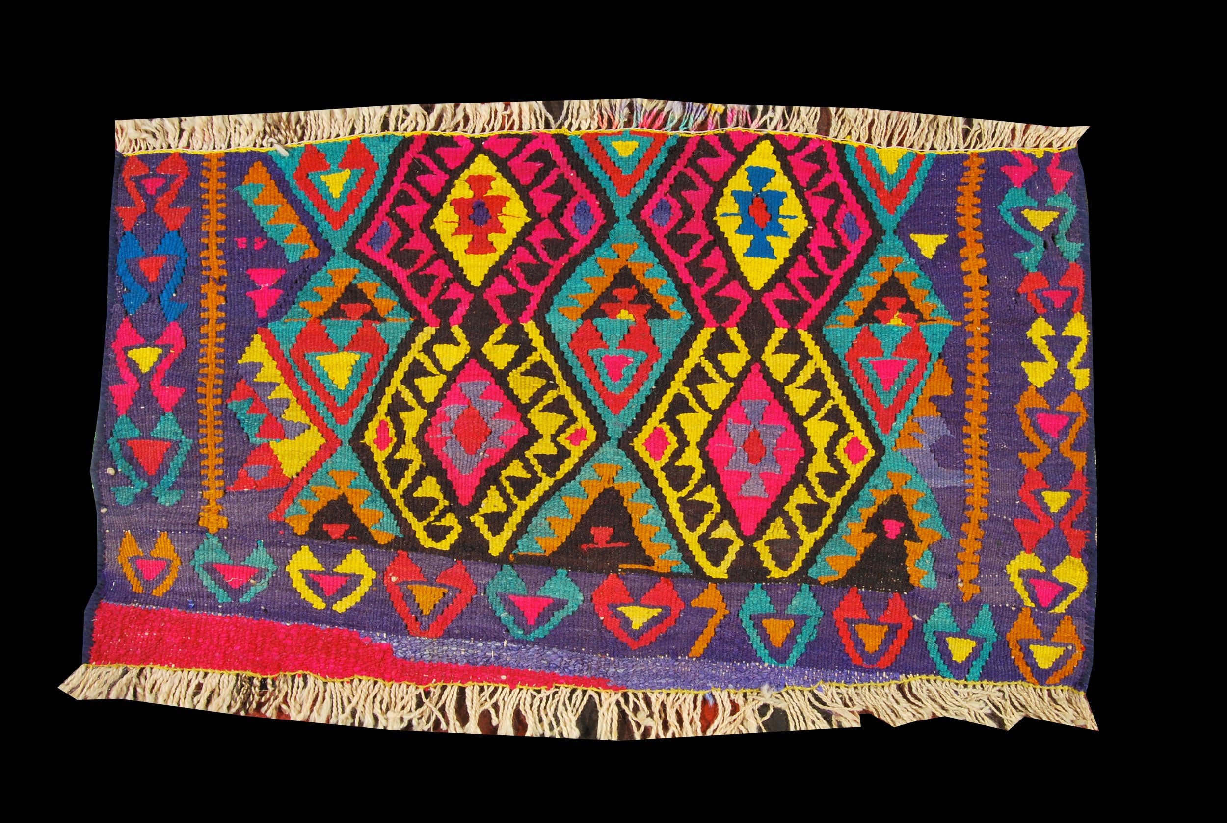 Oryginalny ręcznie tkany kilim/dywan z certyfikatem autentyczności 102x55cm GALLERIAFARAH1970