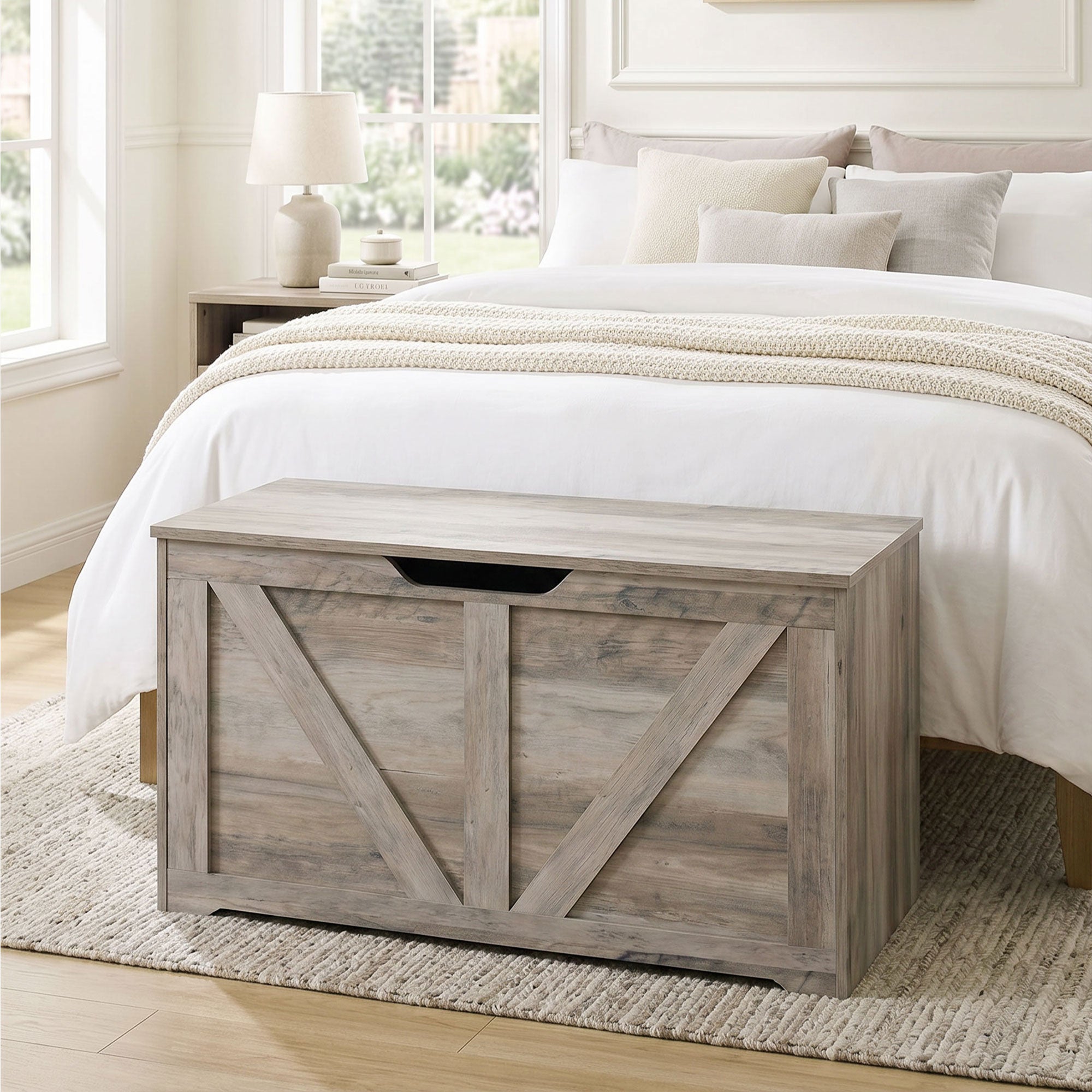 Homcom Baúl De Almacenaje Melamina De Madera 80X40x45 Cm Gris , Leroy Merlin