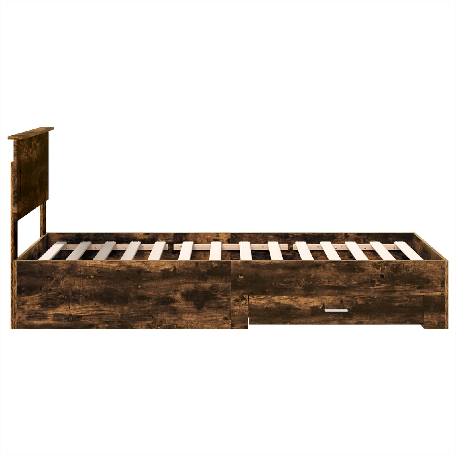 Cadre de lit chêne fumé et argent, panneau de bois, pour la chambre, 75 × 190 cm - 8