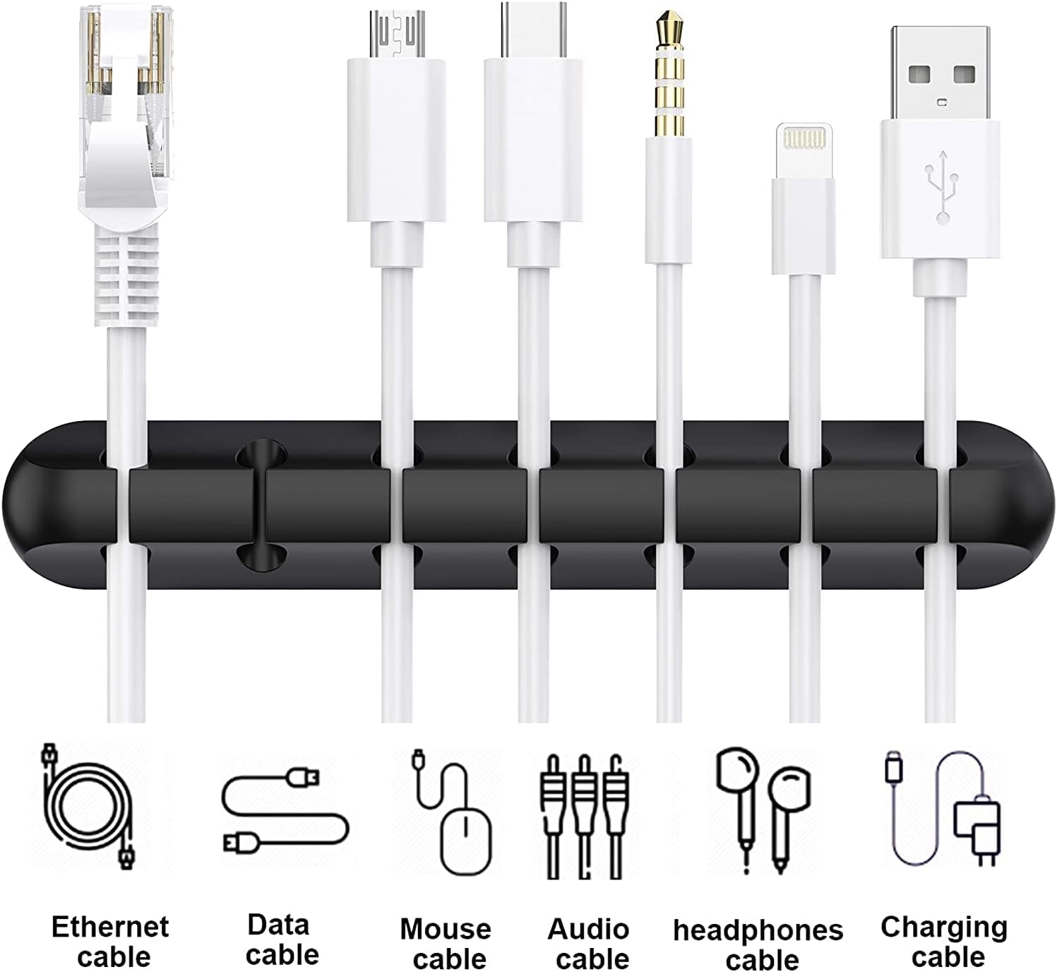 12 Clip Magnetiche Per Cavi Da Scrivania – Organizer Autoadesivo Per Cavi Di Ricarica, USB E Audio – Mantieni La Scrivania Ordinata, Diametro 7 Mm - 2