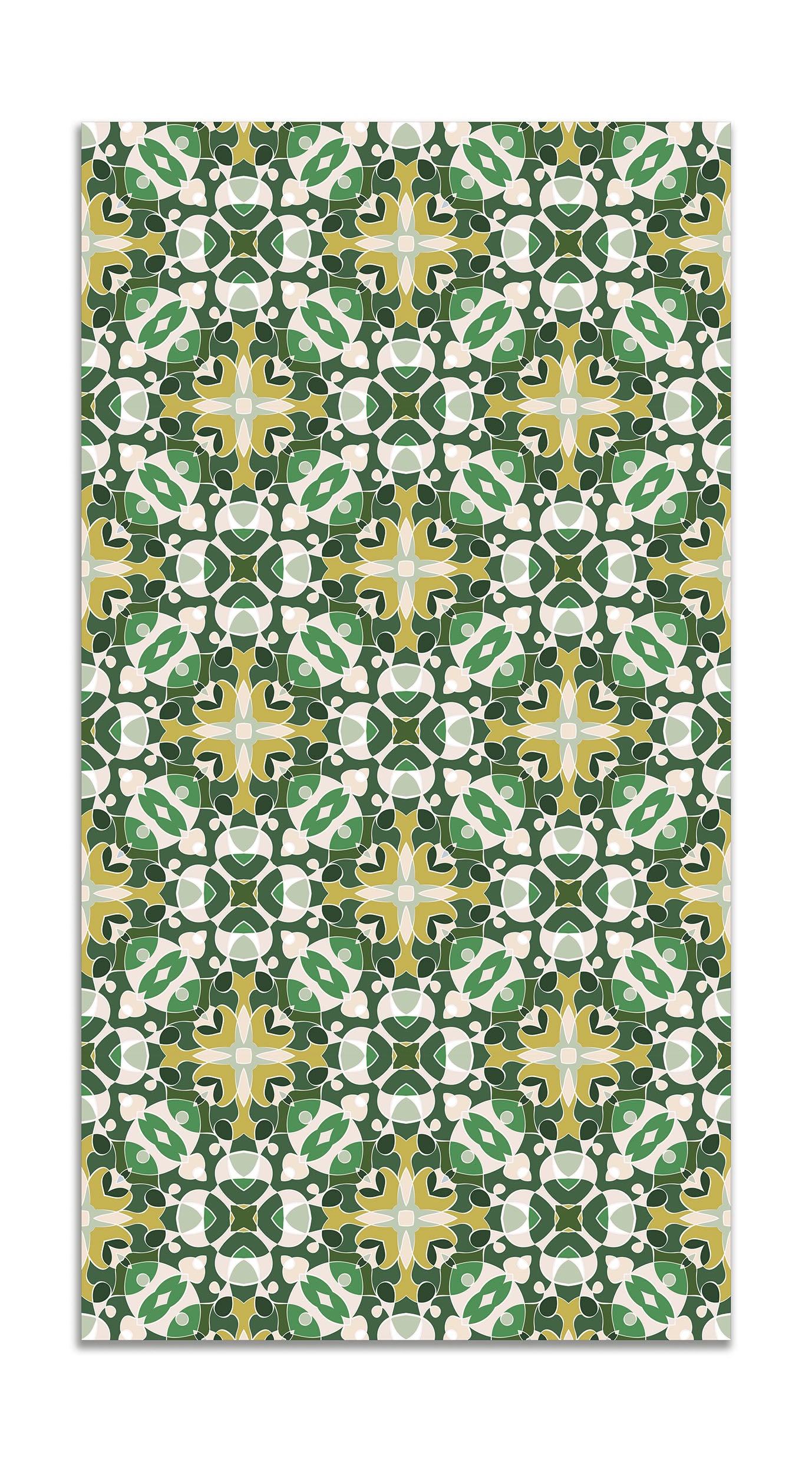 Panorama alfombra vinílica estilo hidráulico oriental verde 60x200 cm - alfombra cocina vinilo - alfombra salón antideslizante