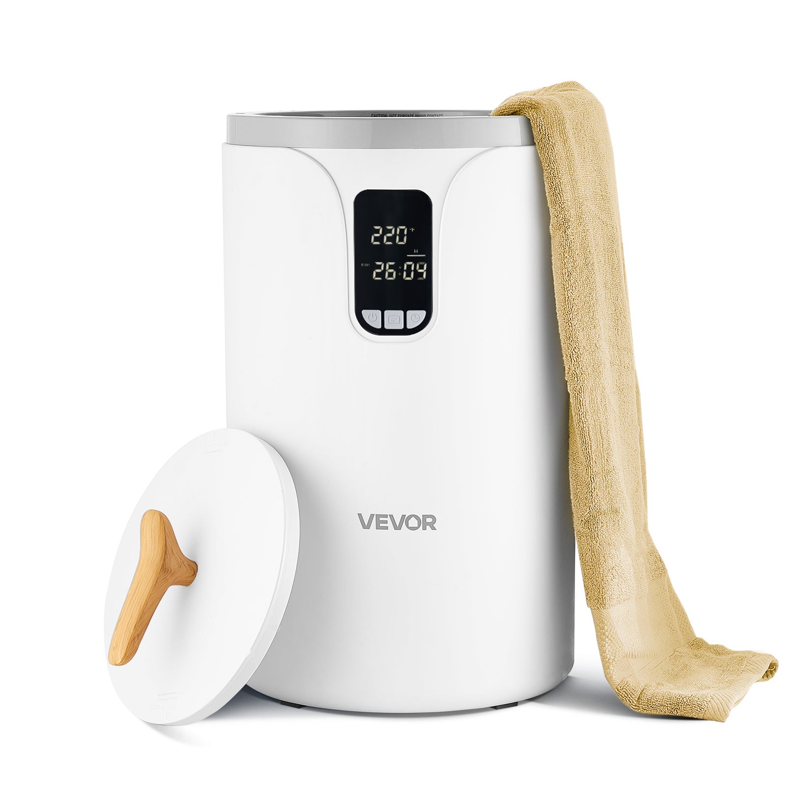 Podgrzewacz do Ręczników VEVOR 20 L, Ekran LED, Regulacja Temperatury, Timer i Blokada Bezpieczeństwa, Biały