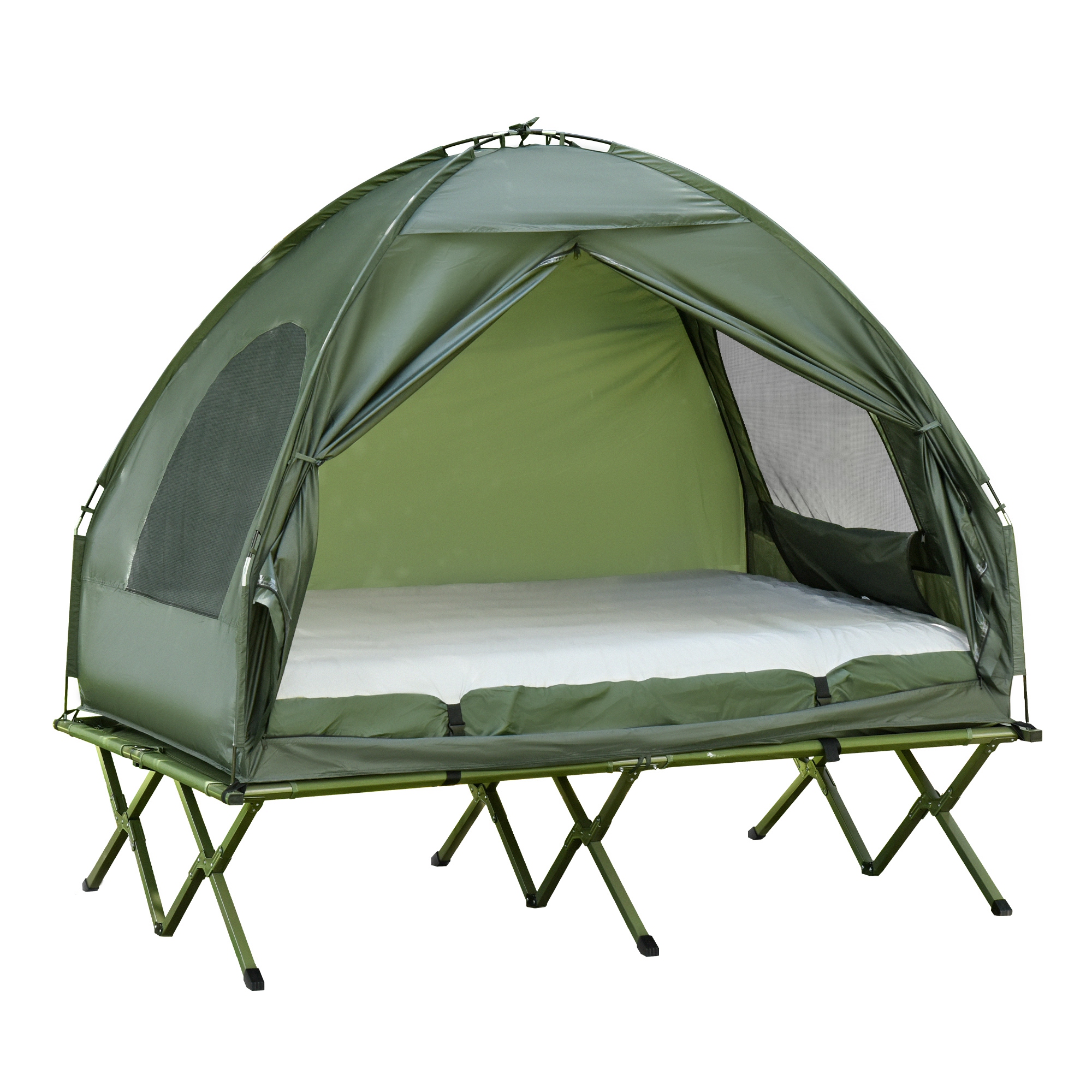 Outsunny  Cama Doble De Camping Plegable Con Tienda 193X145x180cm Verde , Leroy Merlin
