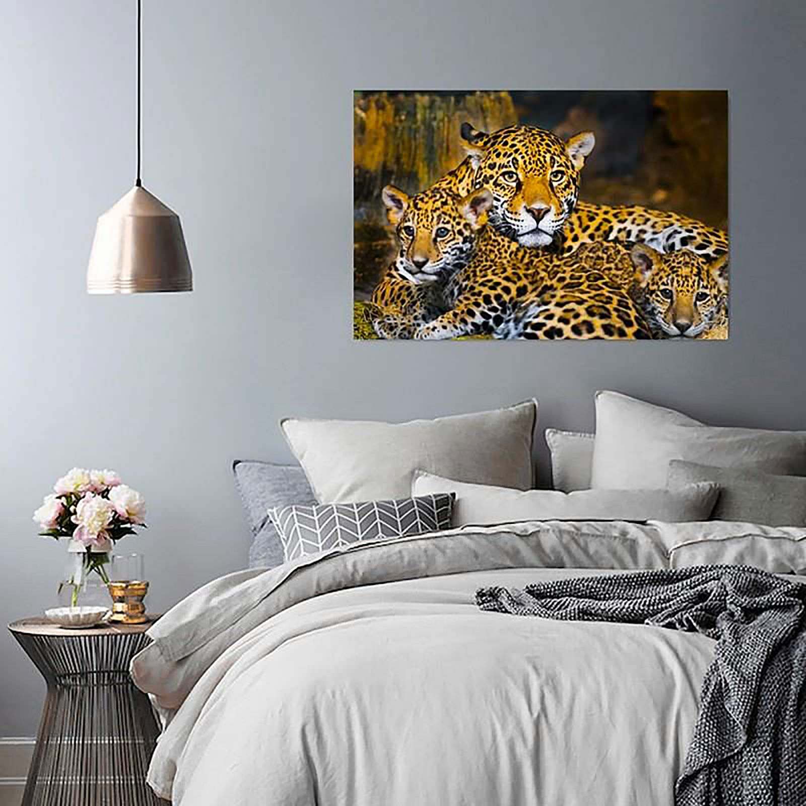 Tableau bois famille léopards - 40 x 30 cm - 3