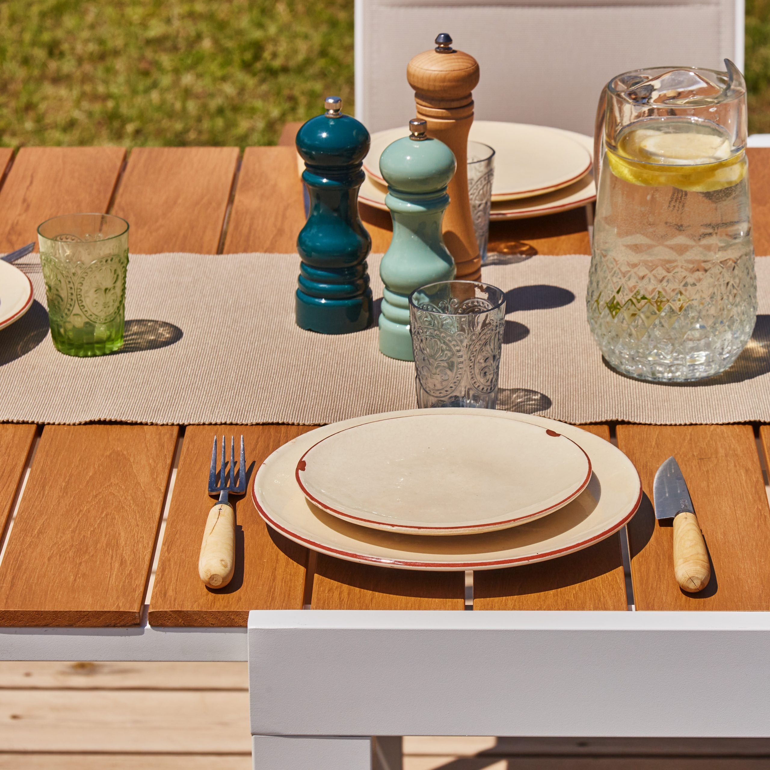 Table de jardin extensible rectangulaire en Aluminium Blanc - 9