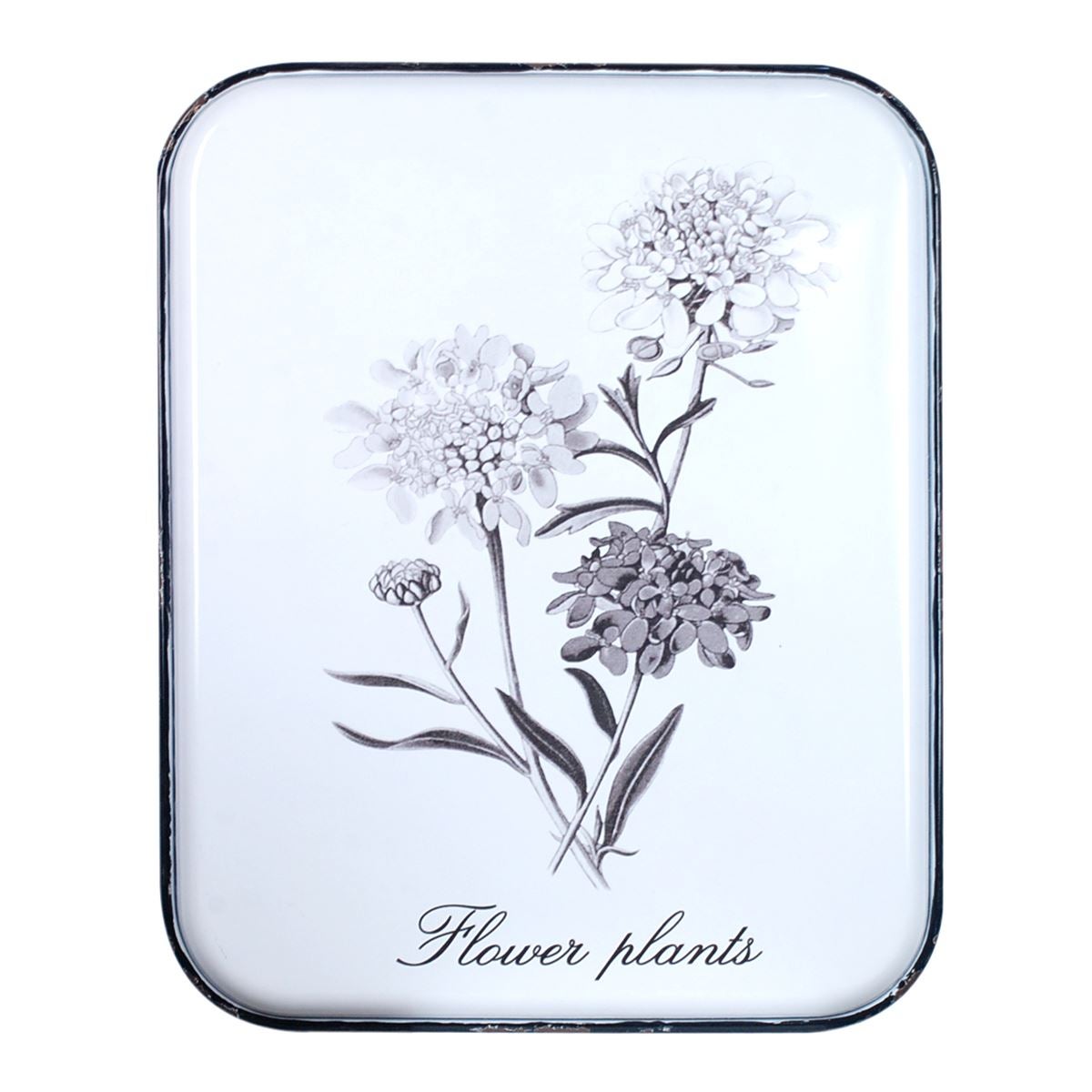 Origen home decor adorno pared flores placas metal   placa de metal blanco rectangular - 53x43x2cm