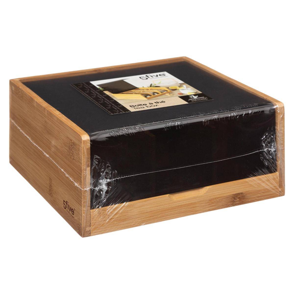 Caja de te bambu negro de 6 compartimentos 6 compartimentos 5Five Leroy Merlin