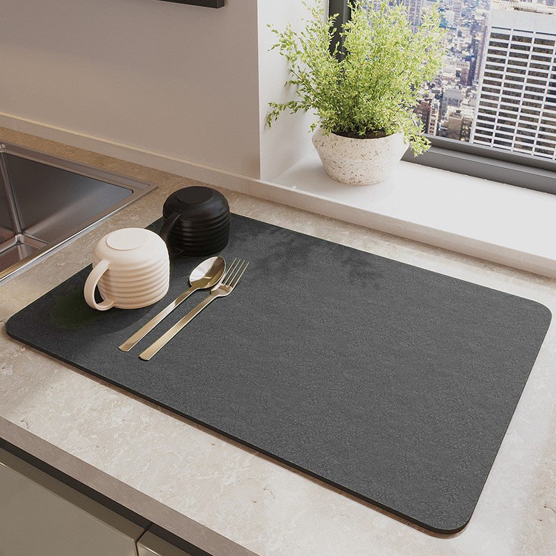 Tapis Absorbant Pour Vaisselle - Microfibre Gris - 30x40cm - Séchage Rapide