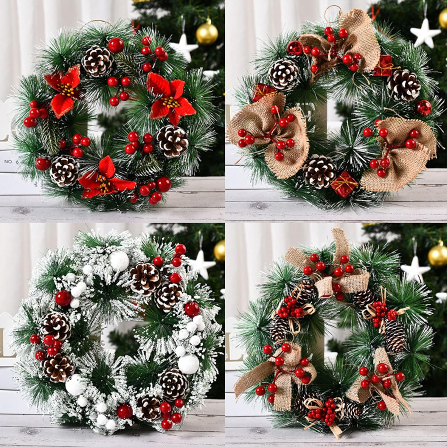 Couronne De Porte De Noël Rose | 30 Cm | Avec Boules Et Décorations Hivernales | Pour Porte, Cheminée, Mur