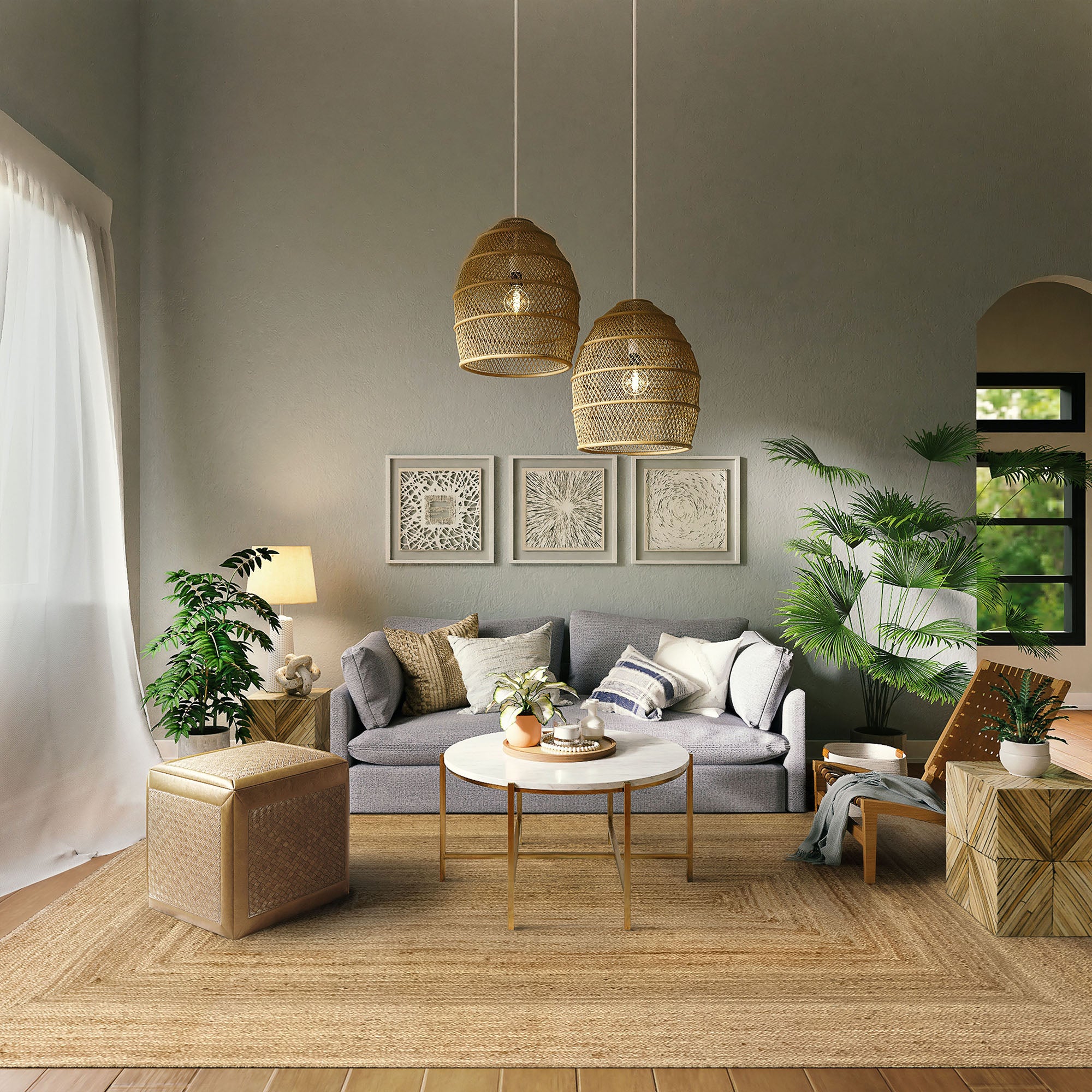 Hamid - Tapete ALHAMBRA em juta natural 300x200 cm - Tapete para sala de estar, quarto e sala - 2