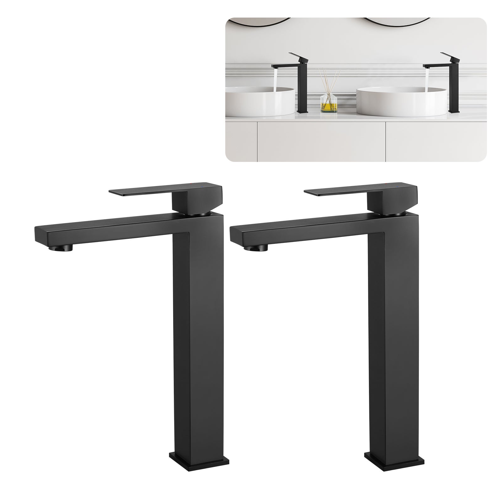 LOVHAUS Bateria Umywalkowa, Jednouchwytowa Bateria z Wylewką o Wysokości 250 mm do Umywalki, 2 Sztuki Bateria ze Stali Nierdzewnej