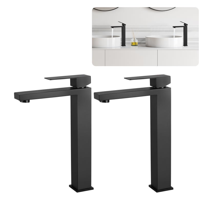 LOVHAUS Bateria Umywalkowa, Jednouchwytowa Bateria z Wylewką o Wysokości 250 mm do Umywalki, 2 Sztuki Bateria ze Stali Nierdzewnej