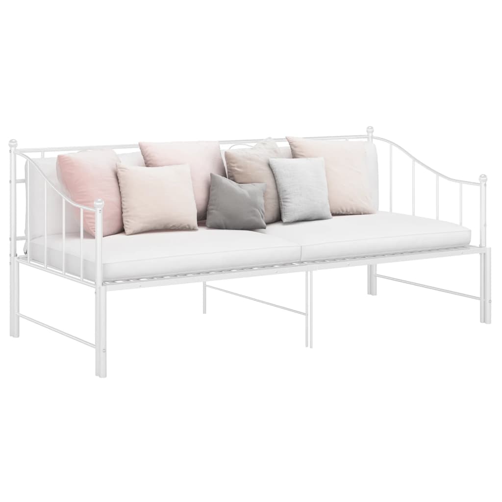 Sofa z wysuwaną ramą łóżka, biała, metalowa, 90x200 cm vidaXL