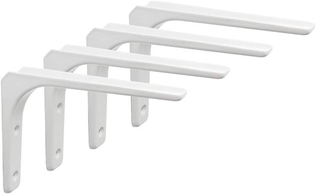 Soportes flotantes para estantes de pared, 4 piezas, madera blanca, ocultos (200 mm x 150 mm)