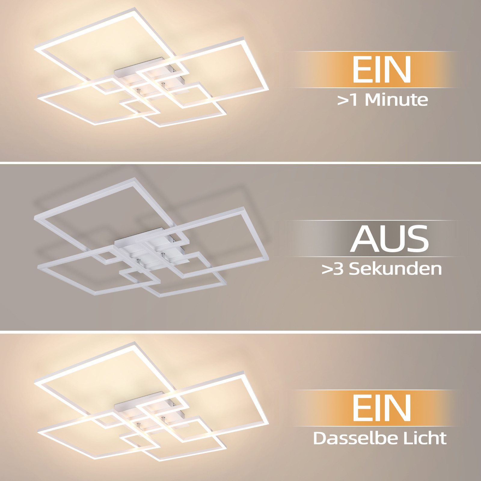 ZMH Nowoczesna lampa sufitowa LED 32W z prostokątnymi ramkami do salonu i sypialni - 6