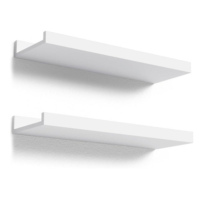 BOMCLAP Conjunto de 2 prateleiras de parede, prateleira flutuante de 40 cm, para decoração, sala de estar, cozinha, parede da casa de banho (branco)