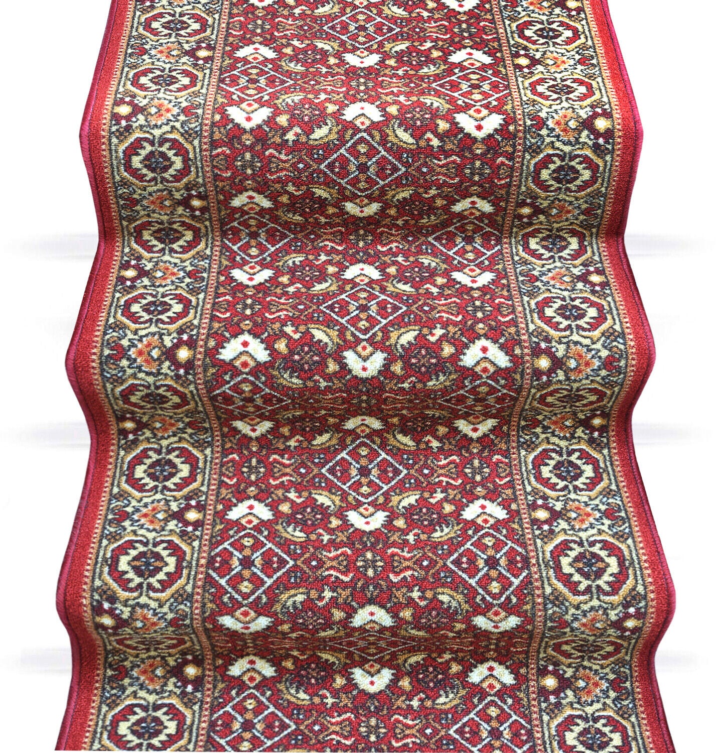 Coureur D'escalier Bordé 67x400 cm Couloir Entrée Tapis Cuisine Bordeaux Marches Pas - 6