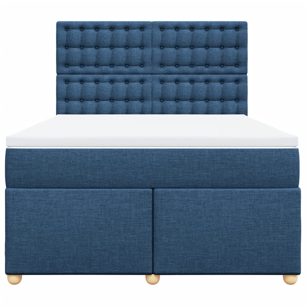 Sommier à lattes de lit avec matelas Bleu 160x200 cm Tissu — COMFORTXL - 4