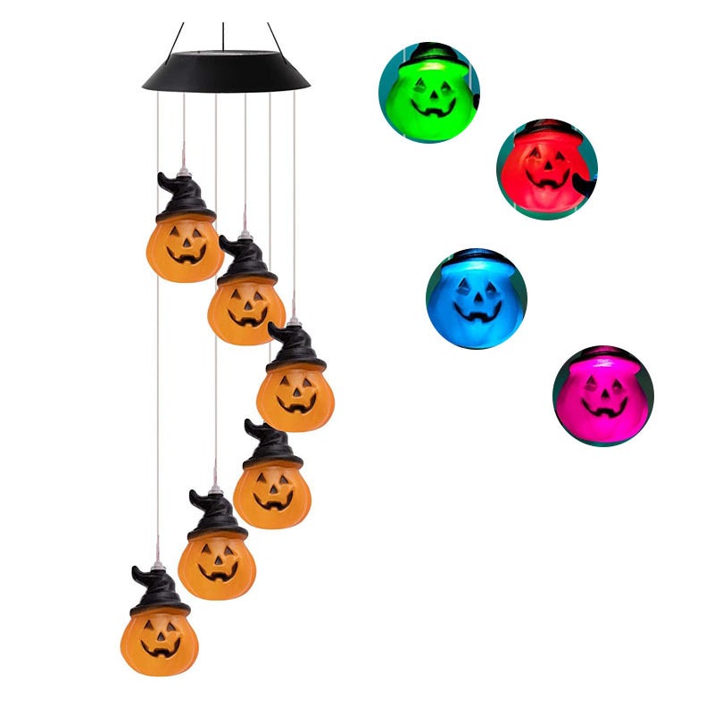 1 szt. Dzwonek wiatrowy solarny w kształcie dyni, wodoodporny, do ogrodu, na zewnątrz i do wewnątrz