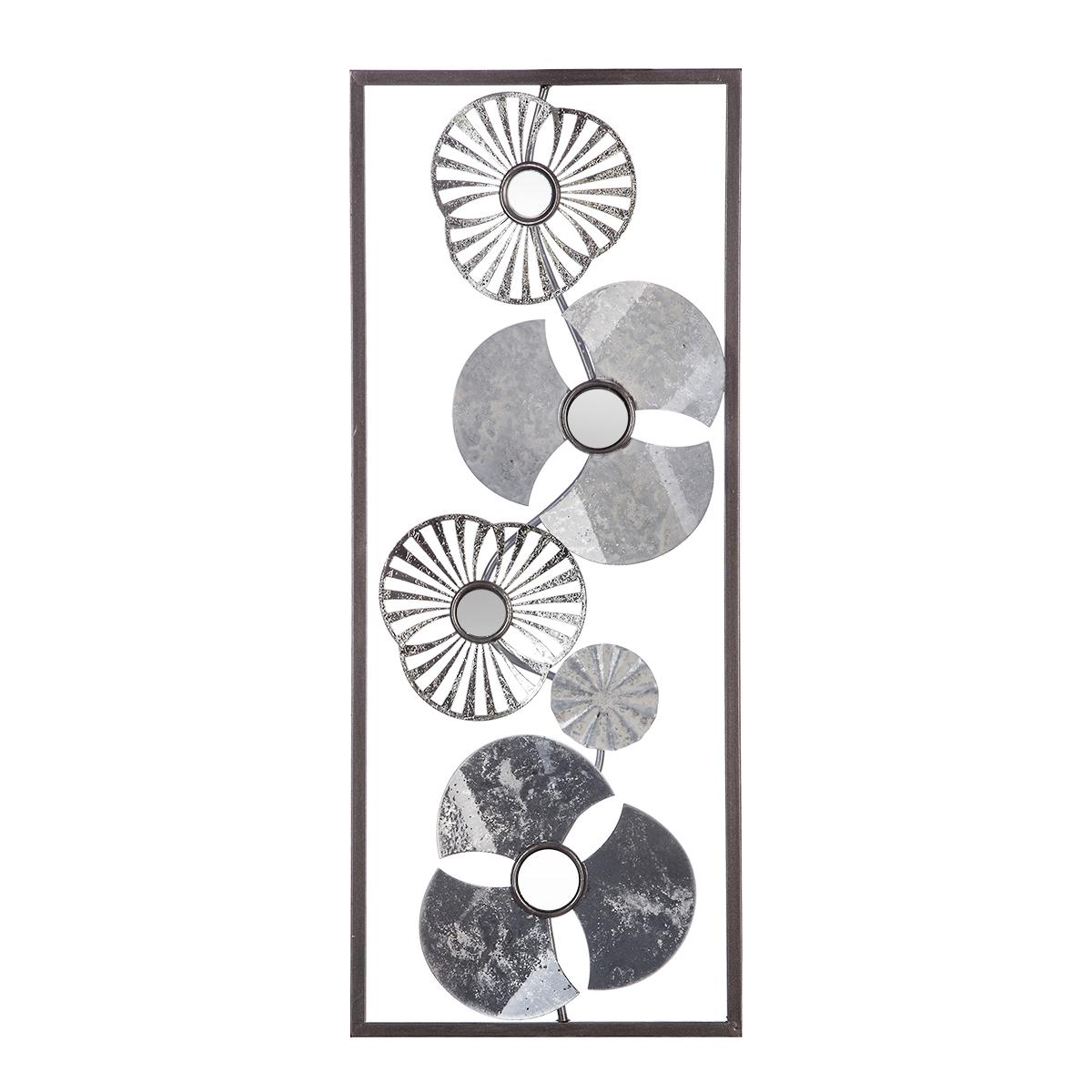 Decoración de pared 'fleur' - metal - plata 25 x 61 cm - atmosphera créateur d'intérieur