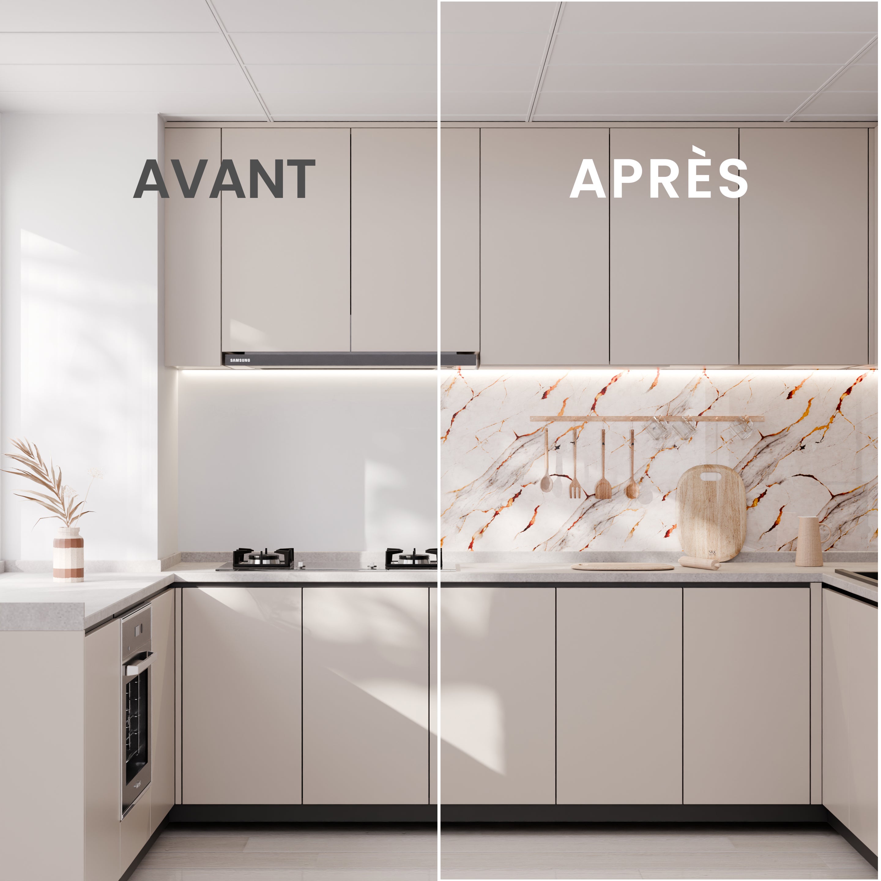 Panneau Mural – Blanc Or – Effet Marbre – 250x120x0.3CM - 3