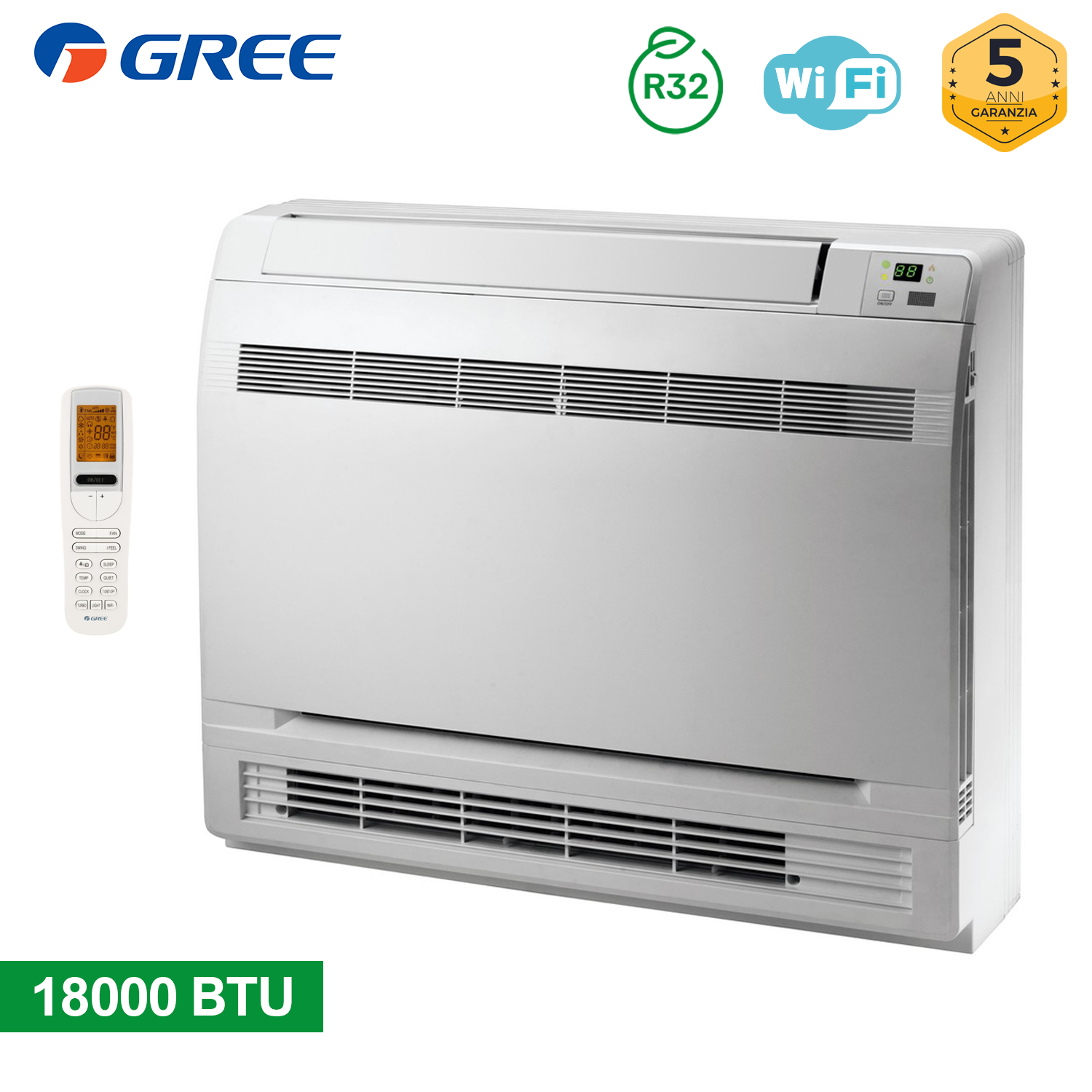 Unità interna R32 WiFi pavimento a console Gree 18000 Btu per sistema multi (GREE10115) - 2