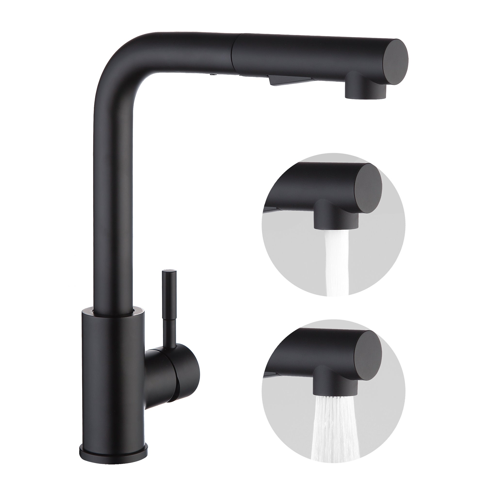 Cecipa max Mitigeur Cuisine Noir avec Douchette Extractible, Monocommande, Rotation à 360°, 2 Modes de pulvérisat Robinet d'évier Cuisine,EU Modèle - 6