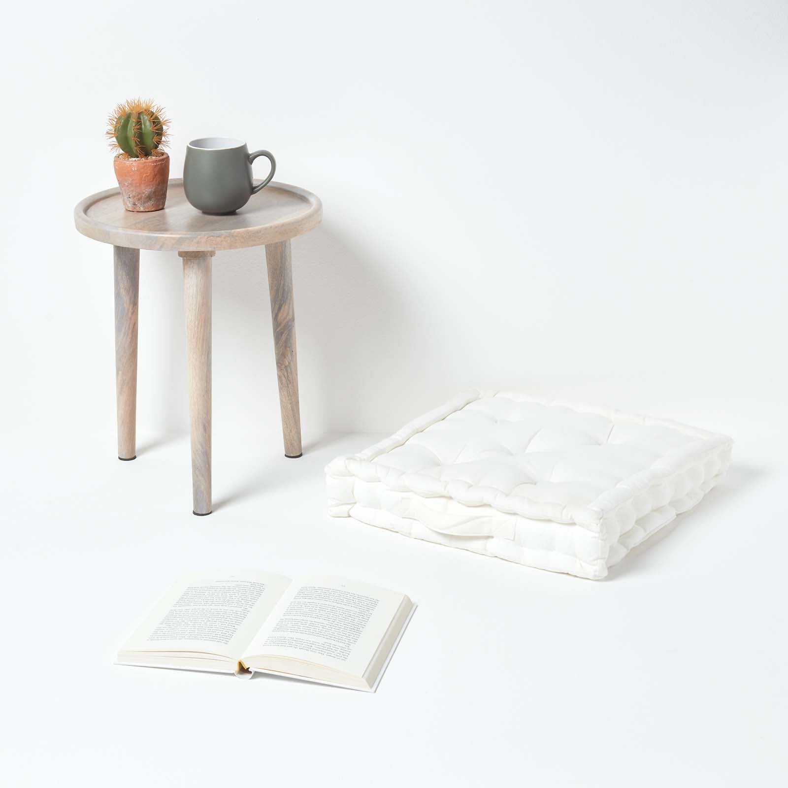 Homescapes Coussin de sol - Blanc - 40 x 40 cm - 2