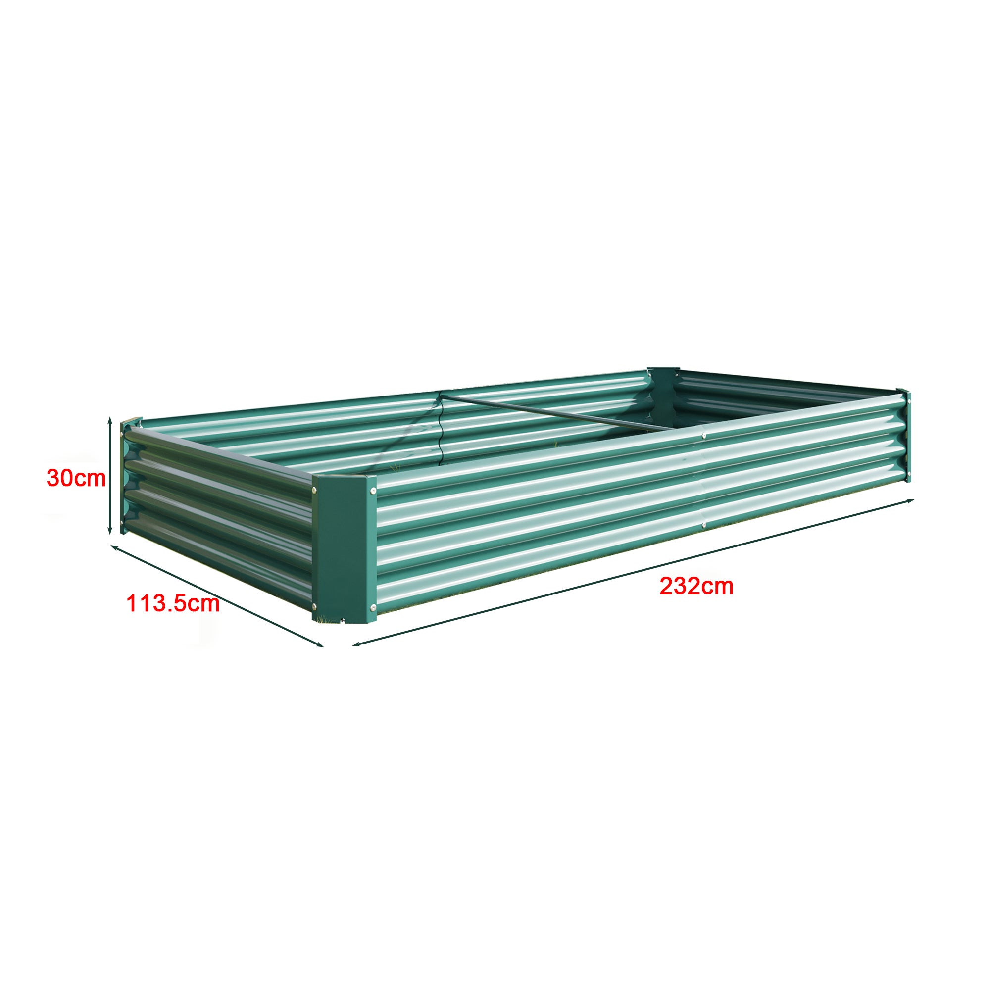 Grand bac surélevé 232x113x30 cm en acier galvanisé pour potager et fleurs - Design jardin - 4