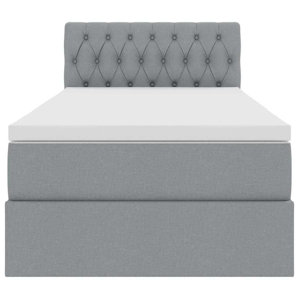 Lit avec rangement et matelas gris clair 90 x 190 cm velours - 7