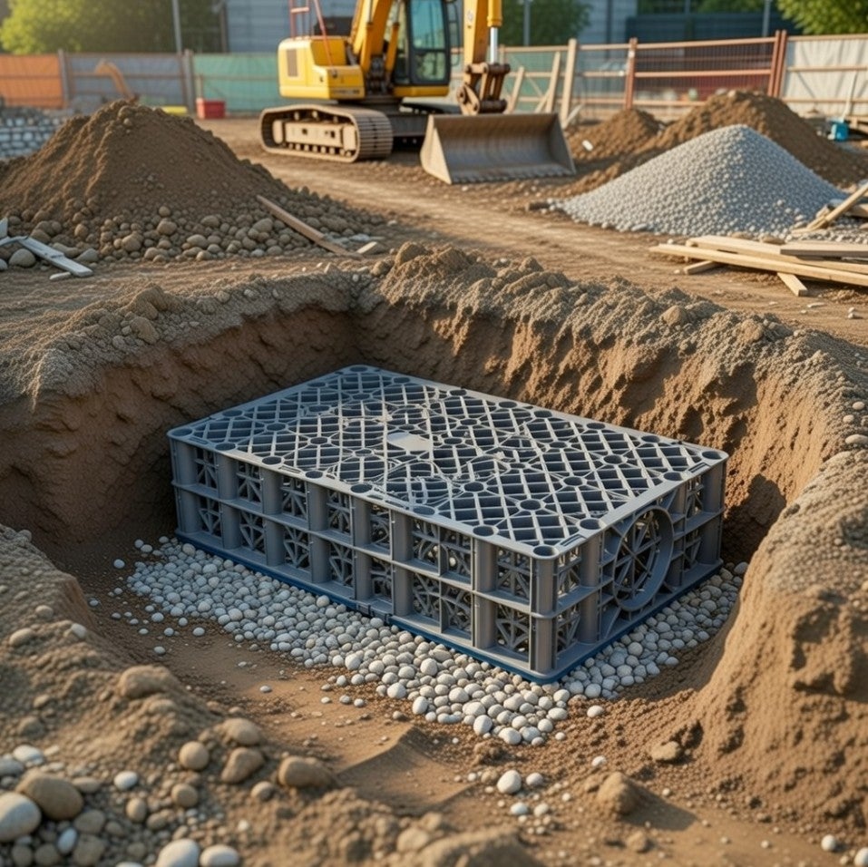 Bassin D'orage , Caisse D'infiltration À Eau De Pluie 98l - Résistance Aux Charges Verticales De 80 Tonnes /m² - 4