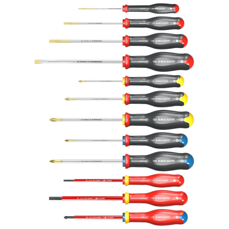 Coffret de 12 tournevis Protwist + 2 racks de rangement - FACOM AT.J12R1PB - 2
