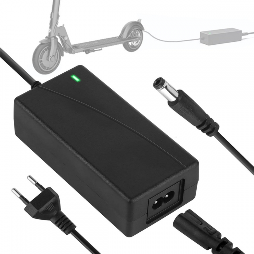 Ładowarka do rowerów elektrycznych - Ładowarka do hulajnóg elektrycznych - Kompatybilna z hulajnogami Smart o wymiarach DC 5,5 mm x 2,1 mm i 5,5 mm x