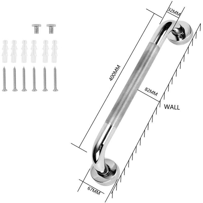 Barre Appui de Salle de Bain 40cm Barre de Maintien WC Antidérapant Poignée de Douche en Acier Inox avec Vis - 3