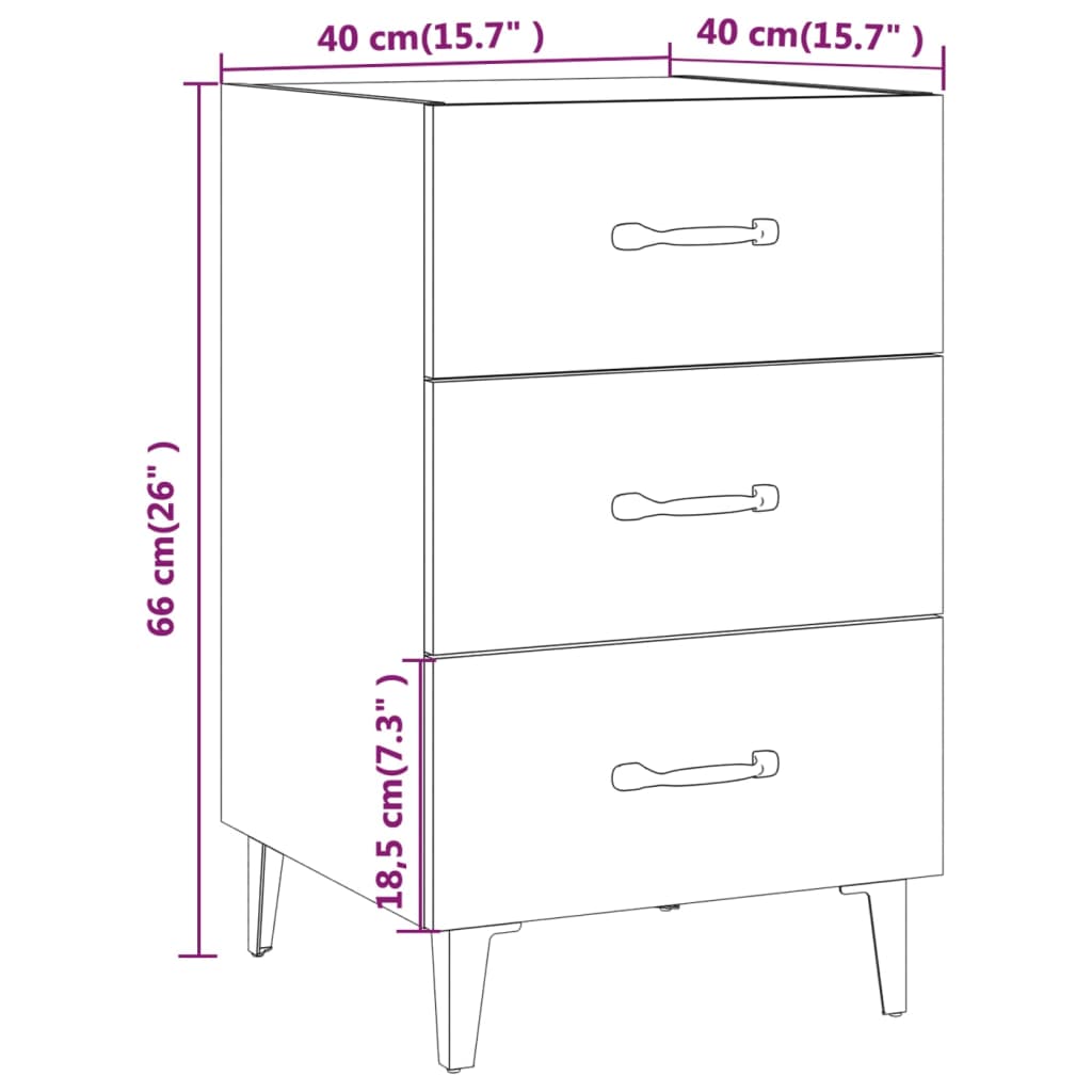 vidaXL Table de chevet chêne fumé 40x40x66 cm bois d'ingénierie - 8