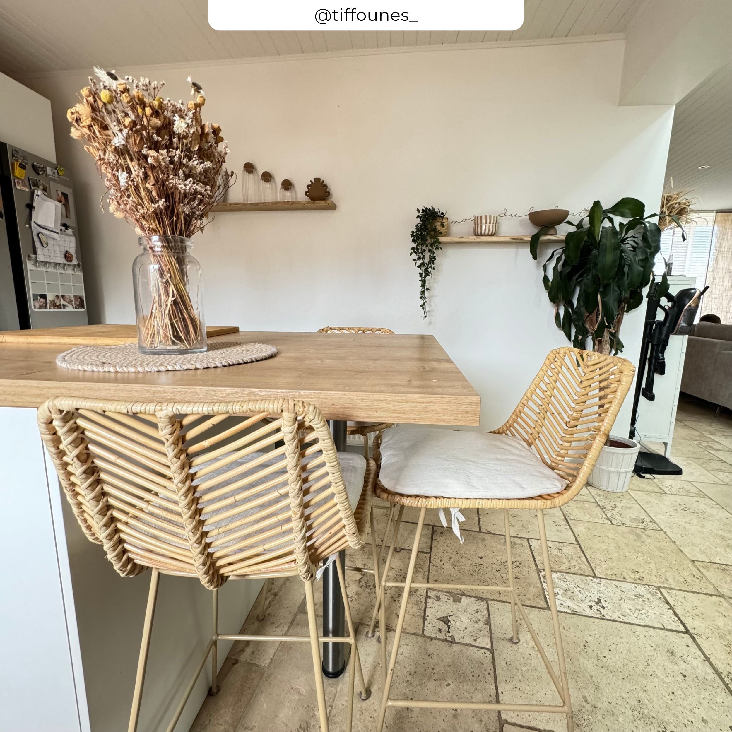 Lot de 2 chaises pour îlot central 66 cm en rotin naturel - Tamara - 6