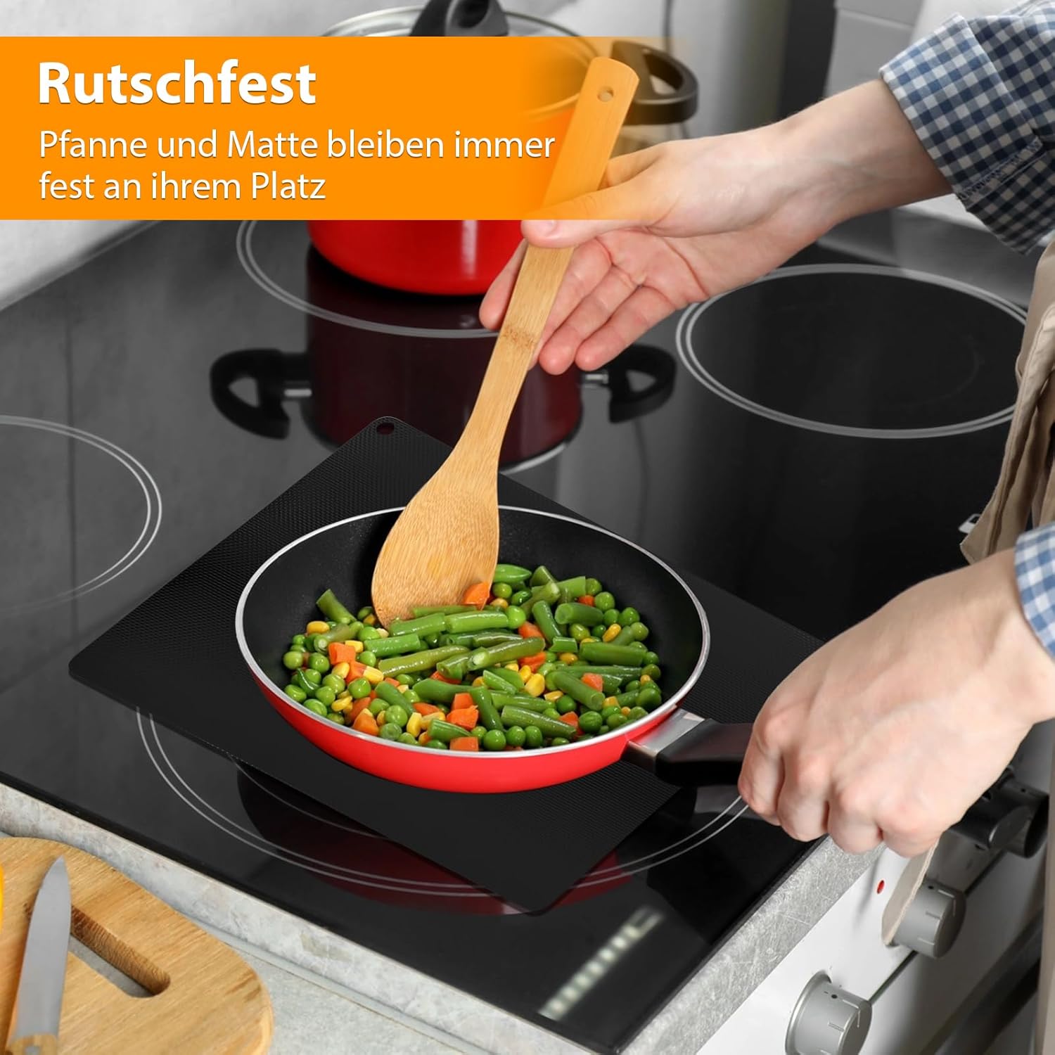 Lot de 5 tapis de protection pour induction, 0,7 mm, plaque à induction, revêtement à induction, résistant à la chaleur jusqu'à 300 °C, couvercle - 6