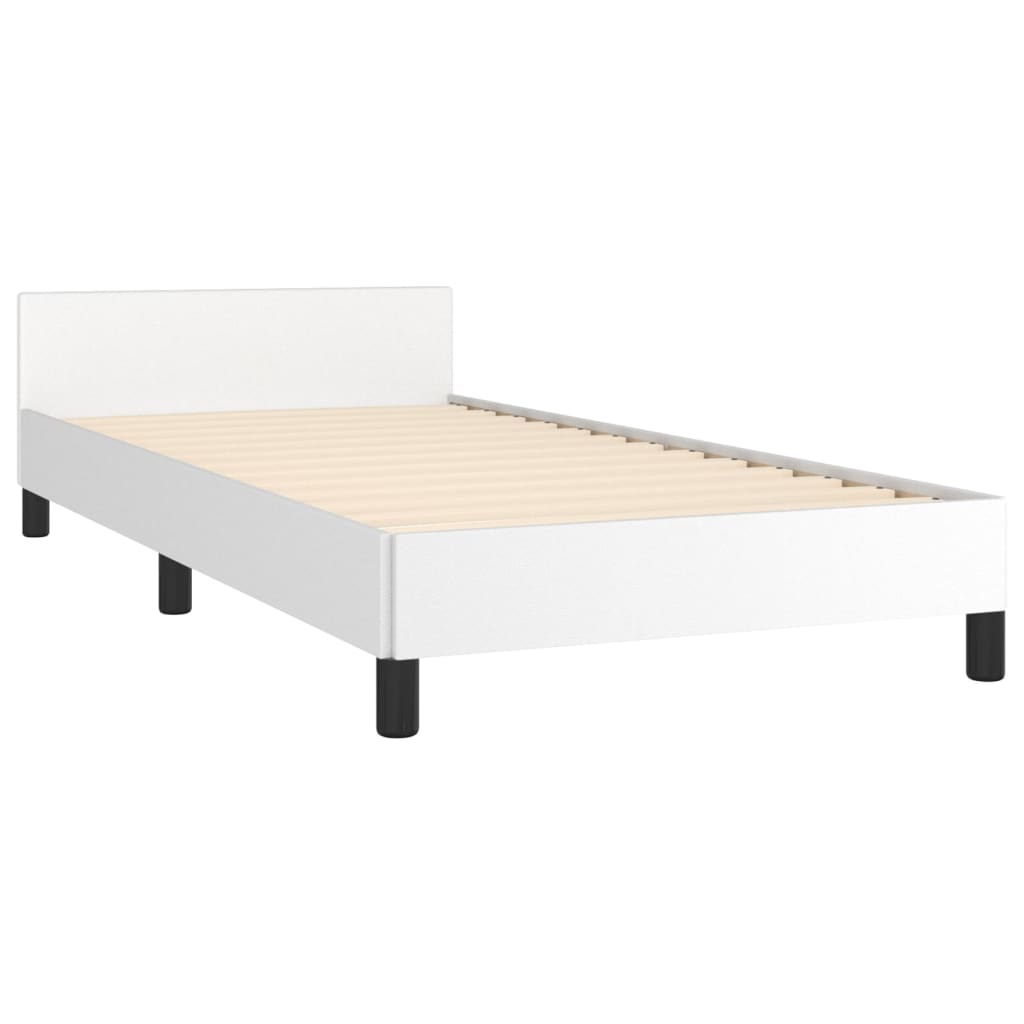 Cadre de lit sans matelas, similicuir blanc, pour la chambre, 90 × 190 cm - 5
