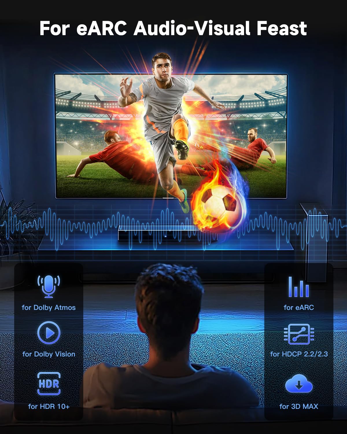 Câble HDMI 2.1 8K 5M, 48Gbps Câble HDMI Tressé en Nylon Haute Vitesse, Prend en Charge 8K@60HZ, 4K@120Hz, Compatible avec 4 TV - 5