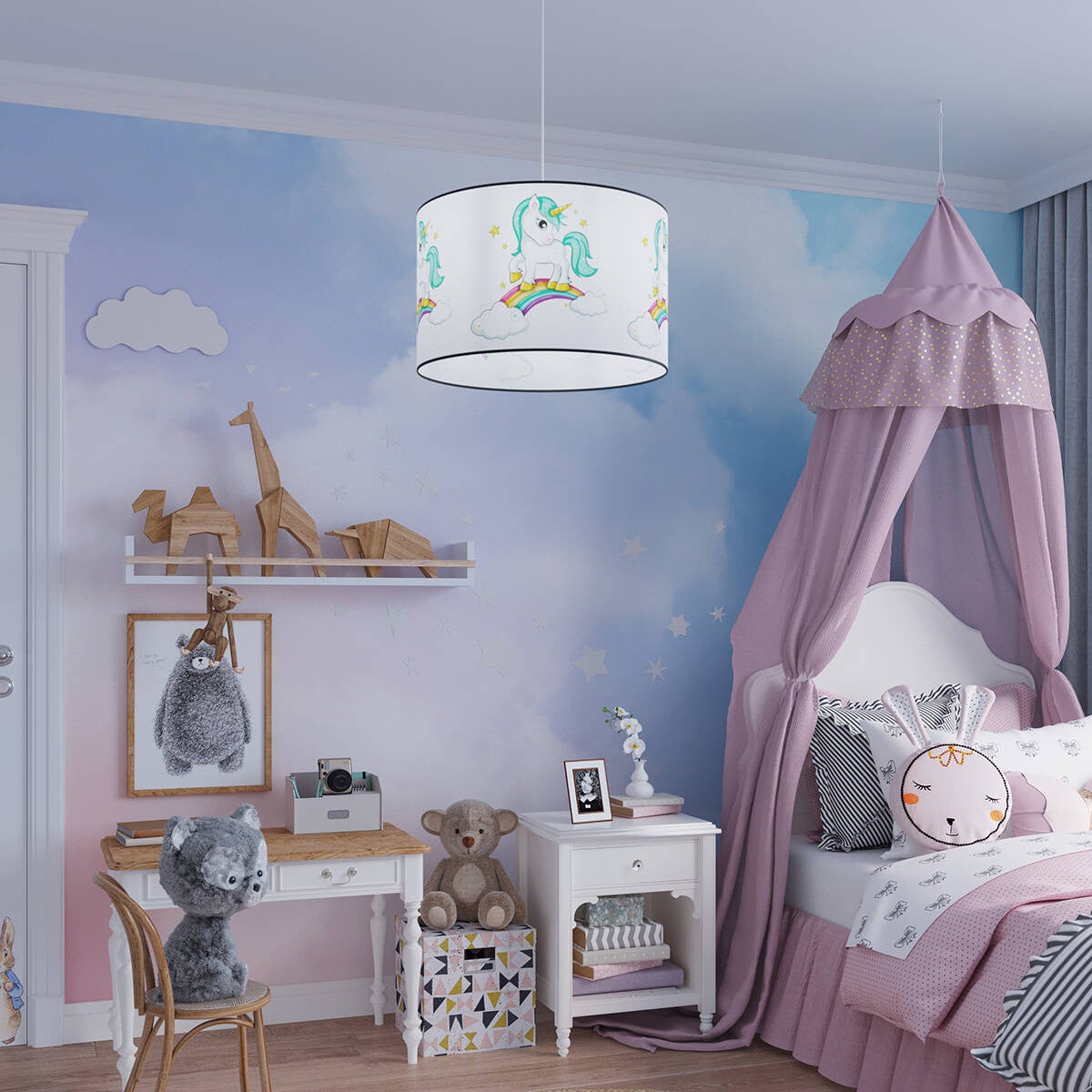 Lampa wisząca Unicorn wielokolorowy 1xE27x15W dziecięca wym: 95 x 30 x 30 cm tworzywo sztuczne Sollux Lighting - 6