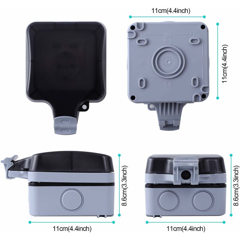 Prise Extérieure Étanche IP66 Avec Interrupteur Lumineux - Prise Murale Robuste Pour Jardin, Garage, Cuisine Et Extérieur