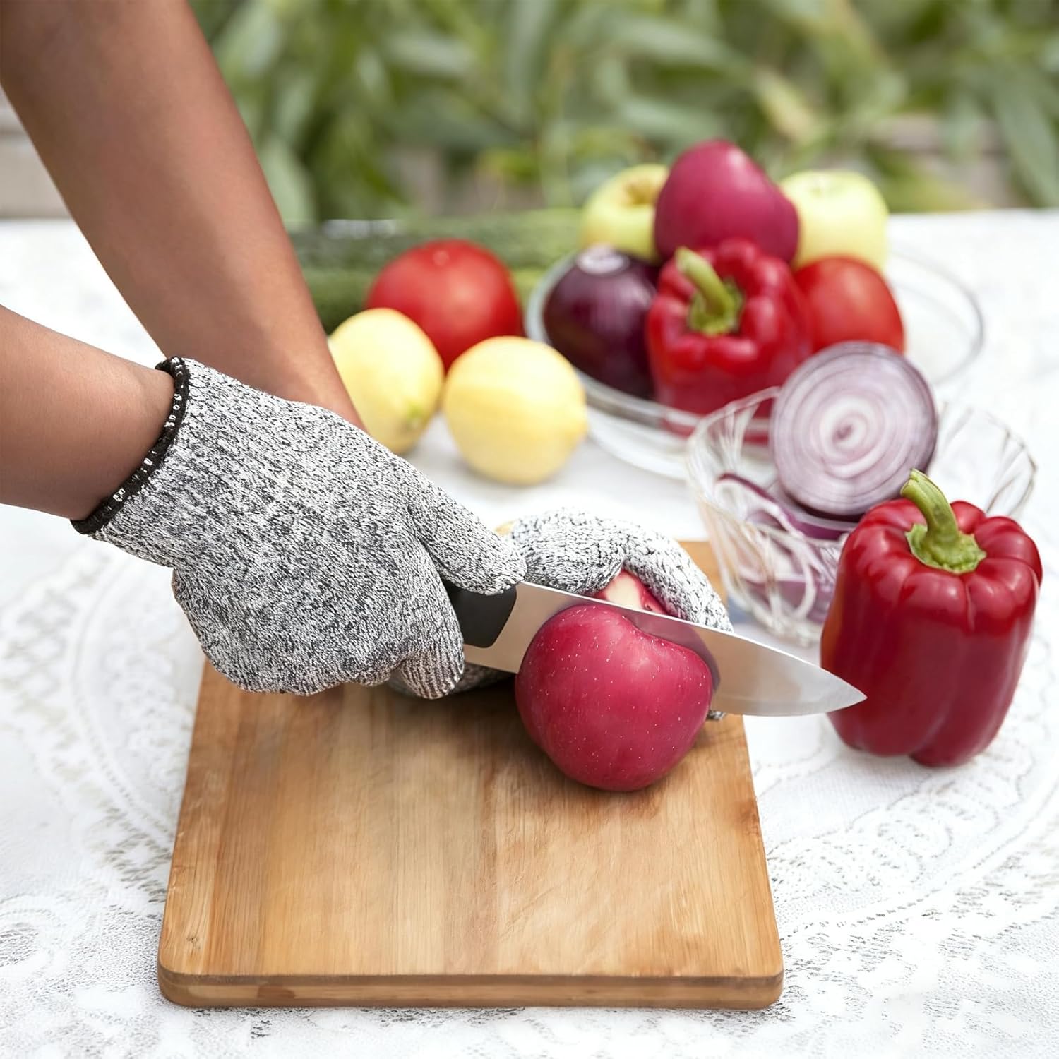 Gants de jardinage anti-coupures - Résistants, confortables et lavables - Idéaux pour la cuisine et le bricolage，24cm - 3