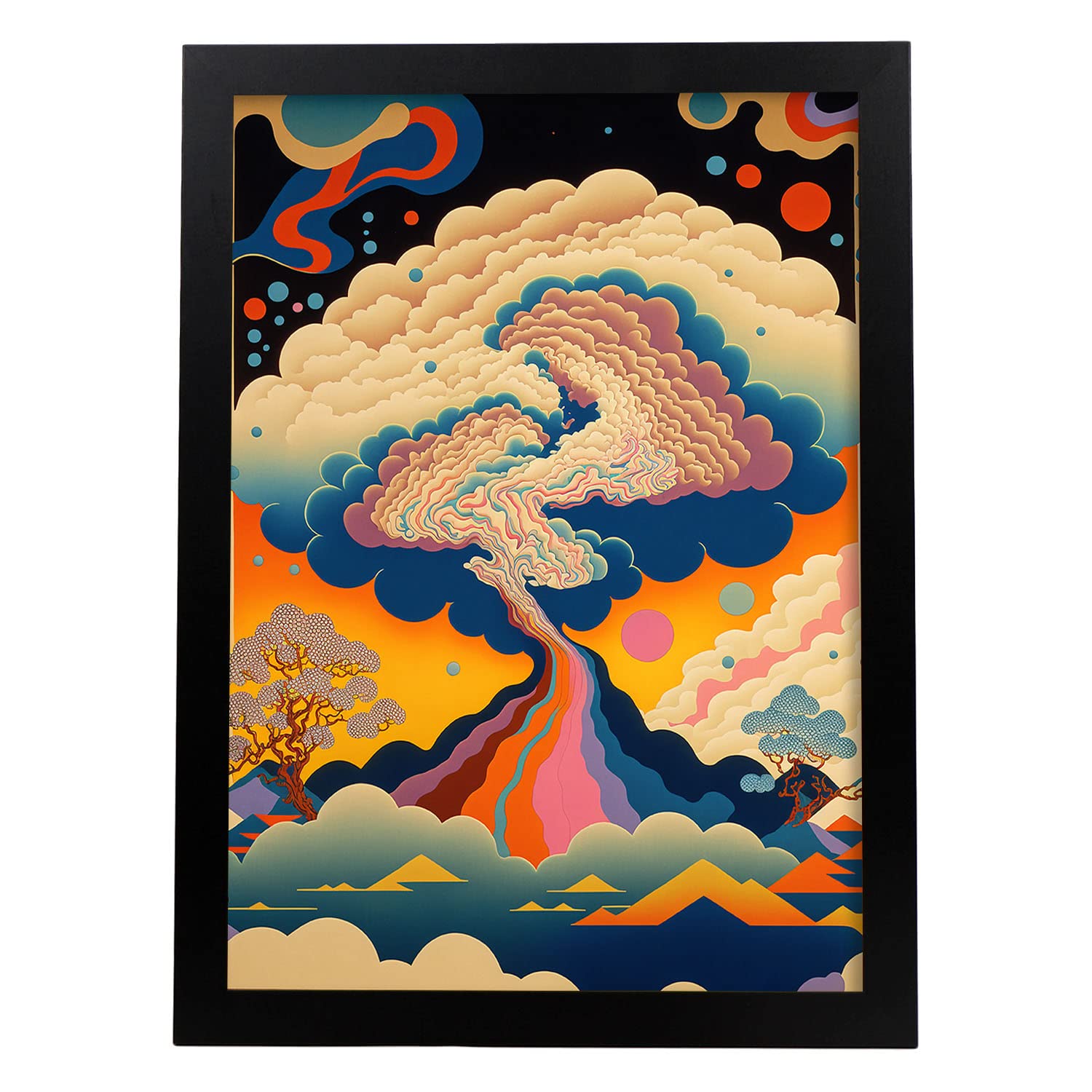 Nacnic poster colosal en el estilo de arte japonés ukiyo paisajes abstractos y surrealistas en ilustraciones de arte oriental a3 marco negro