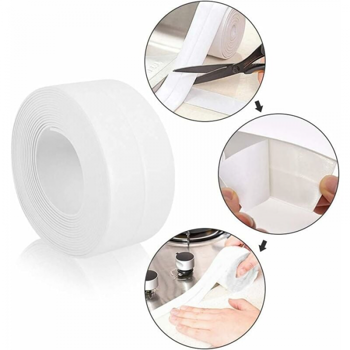 Uszczelka do wanny - odpowiednia do kuchni i łazienki - 22 mm x 3,2 m - 1 sztuka - biała - 2