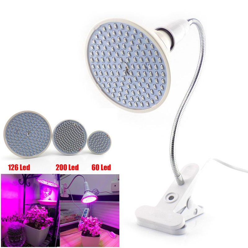 Lampa LED do roślin, lampa biurkowa z klipsem, obrotowa, 360°, 12 W, czerwono-niebiesko-ciepłobiała, z doniczką do sadzenia, oświetlenie z zaciskiem,