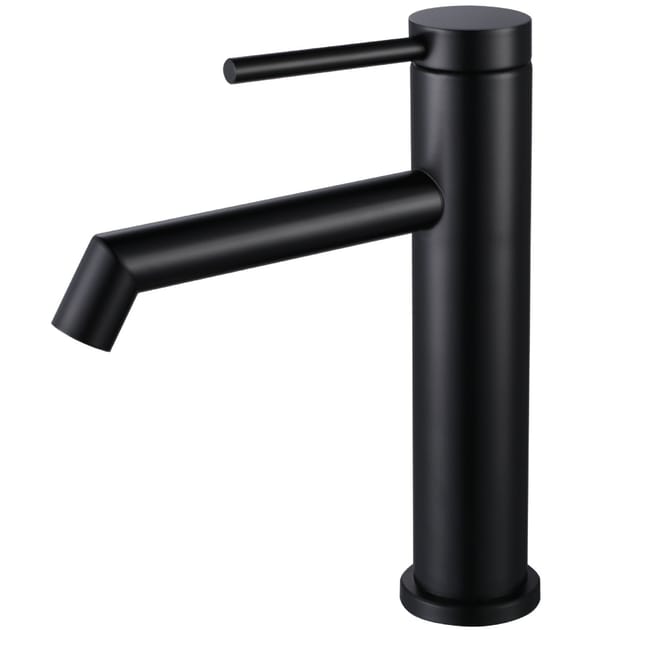 Bateria umywalkowa do łazienki (czarna), podwójna regulacja ciepłej i zimnej wody, głowica ceramiczna, materiał: stal nierdzewna