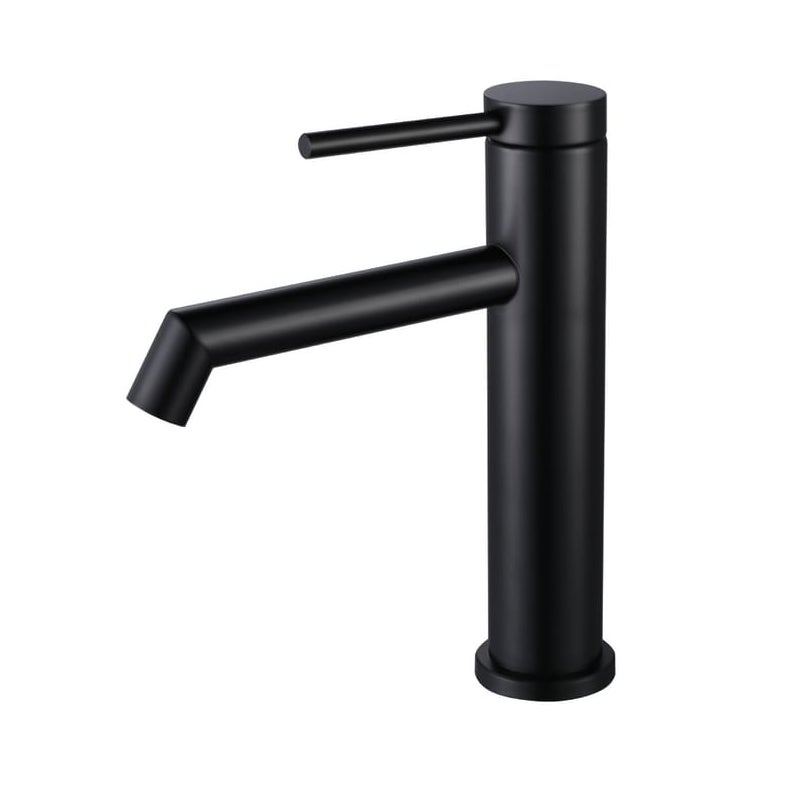 Bateria umywalkowa do łazienki (czarna), podwójna regulacja ciepłej i zimnej wody, głowica ceramiczna, materiał: stal nierdzewna