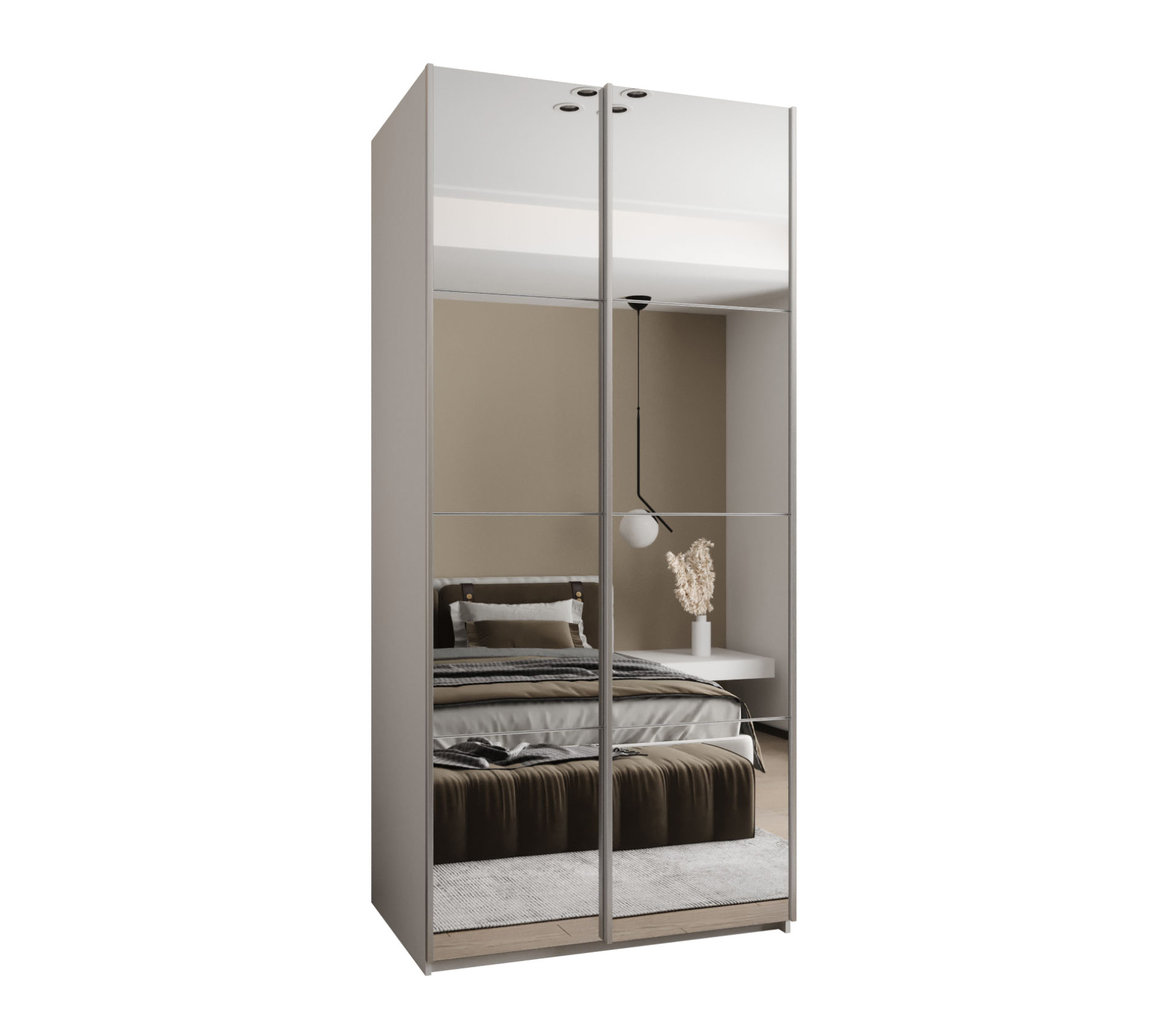 Szafa przesuwna wysoka Lux 2 100 x 64 x 245,5 cm biały + biały + u. srebrny - Abiks Meble