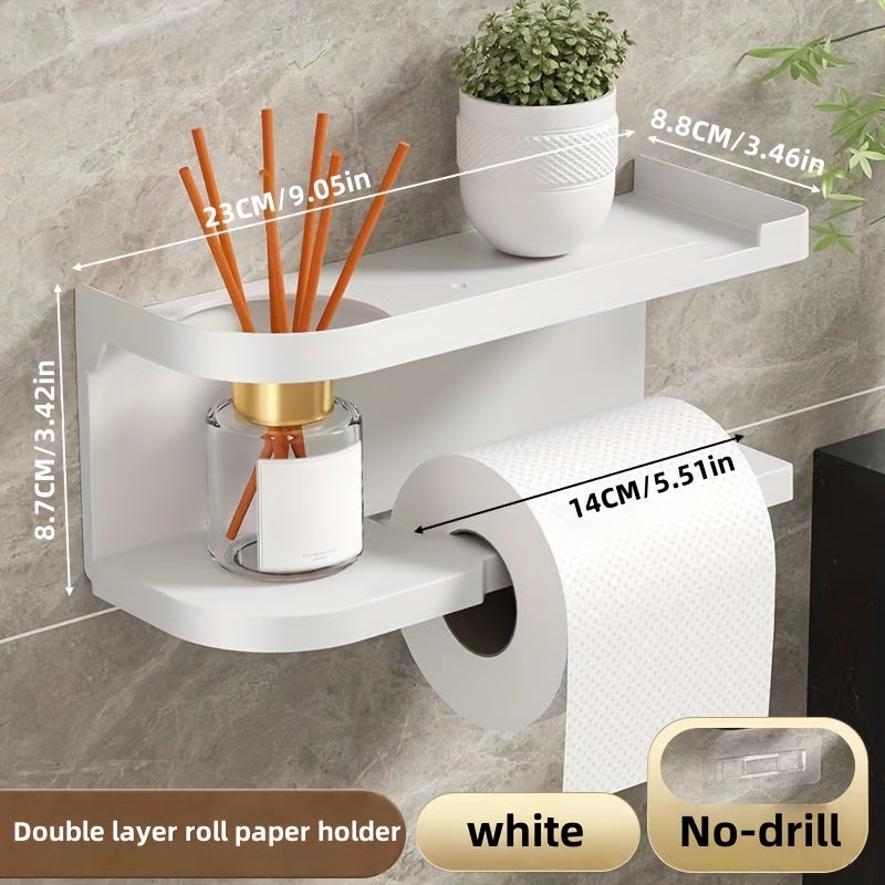 Porte-Papier Toilette Avec Étagère De Rangement,Toilet Paper Holder Rouleau De Papier Toilette