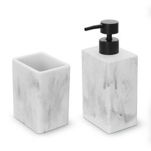 Set Bagno Inbagno In Ceramica Bianco E Nero - Stile Vintage, Con Dispenser Sapone E Portaspazzolini - Foto 6